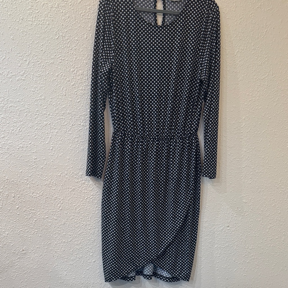 Leota Black and White Polka Dot Long Sleeve Dress